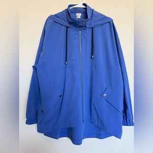 Chico’s Zenergy Zipper Snap Button Hooded Rain Blue Jacket 3